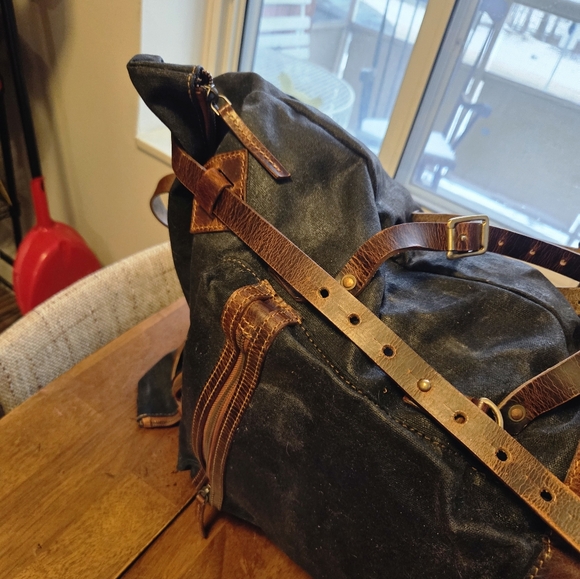 Leather waxed cotton beast craft travel bag backpack HIGH QUALITY - Picture 3 of 16